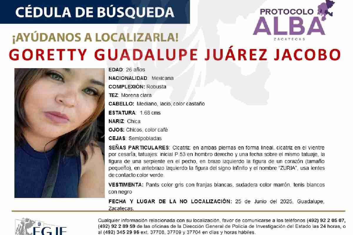 Ficha de búsqueda de Goretty Guadalupe Juárez Jacobo