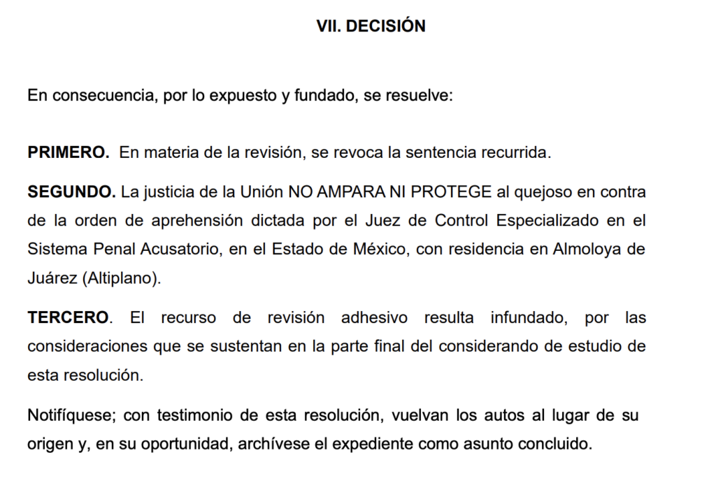 Decisión del proyecto de la ministra Lenia Batres