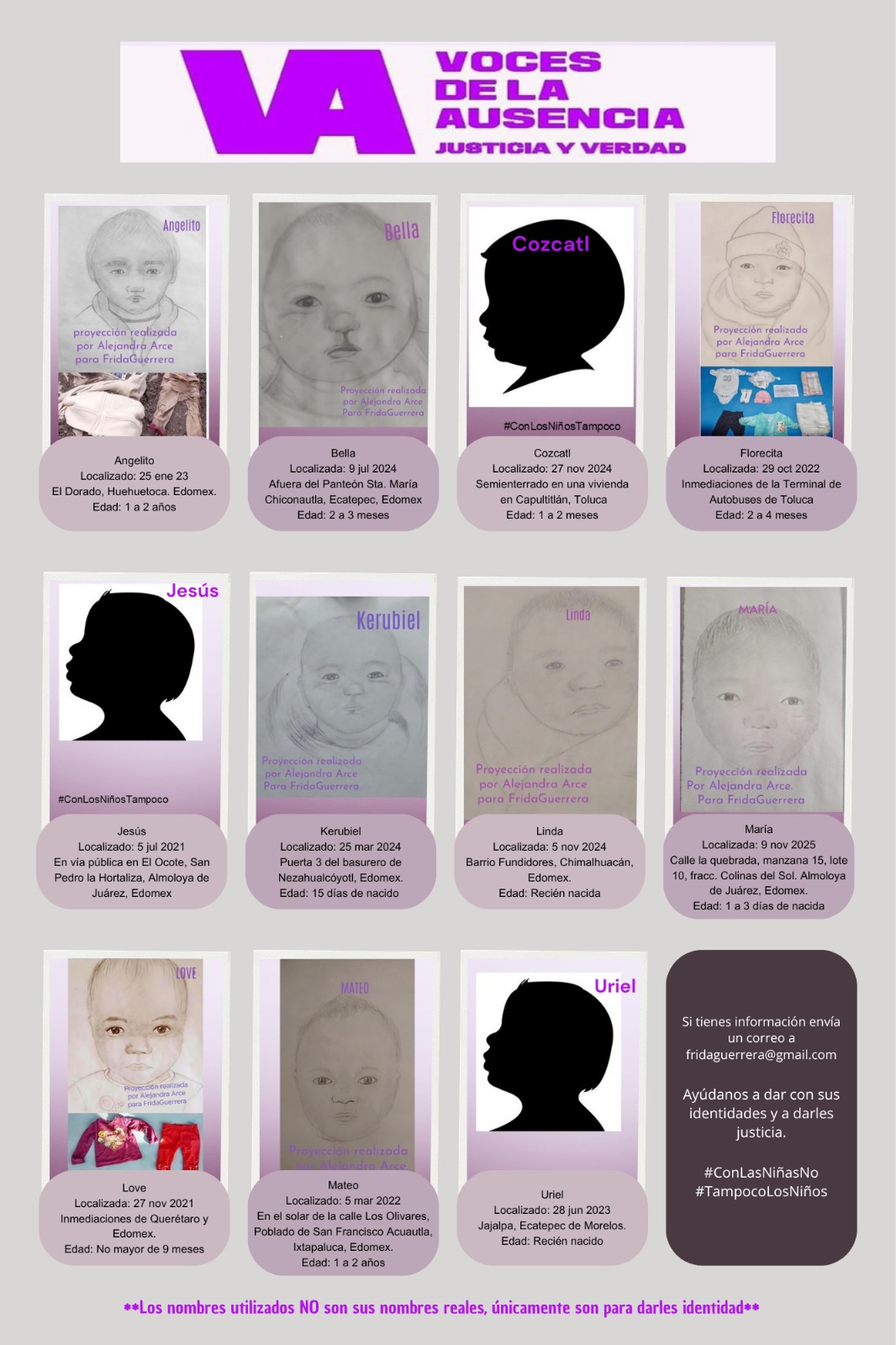 Collage bebes sin identidad