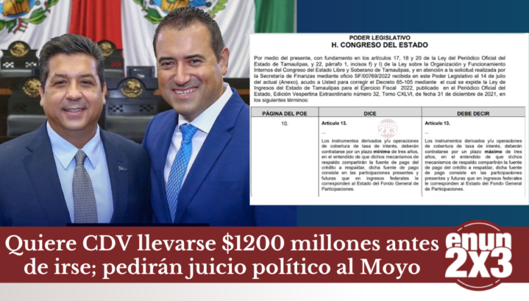Quiere CDV llevarse $1200 millones antes de irse; pedirán juicio político al Moyo