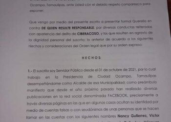 Denuncia alcalde de Ocampo que es “Ciber acosado”
