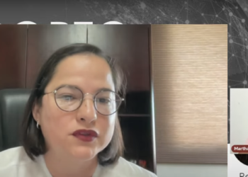 Lucía Aimé Castillo Pastor, secretaria de Educación en Tamaulipas en entrevista. Foto tomada de video