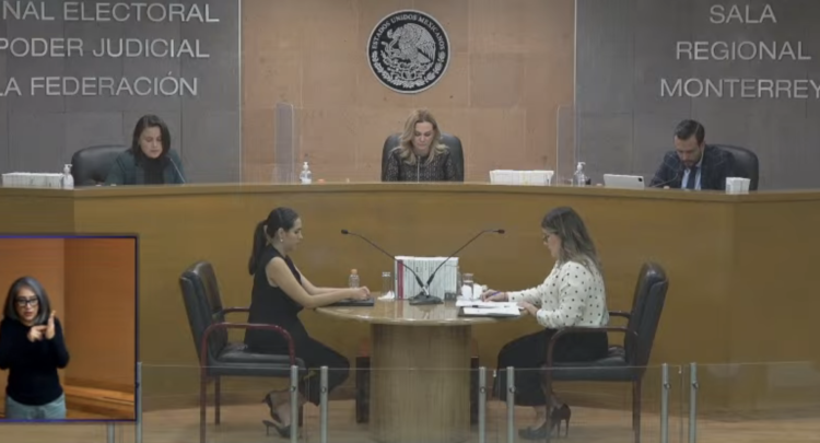 Sesión Pública de la Sala Regional Monterrey del Tribunal Electoral del Poder Judicial de la Federación. Foto tomada de video