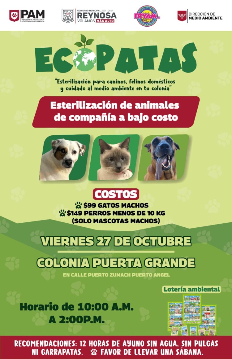 Llevará Gobierno de Reynosa programa EcoPatas a colonia Puerta Grande