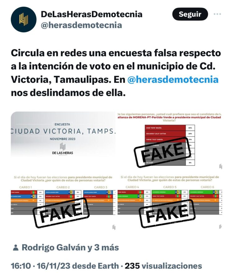 Desmiente encuestadora De las Heras al diputado Pepe Braña