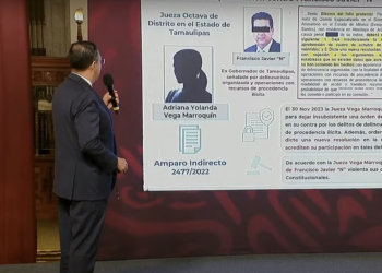 Exhiben a jueza que otorgó amparo a Cabeza de Vaca. Foto tomada de video