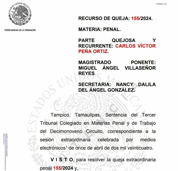 Rehabilitan derechos políticos a Peña Ortiz