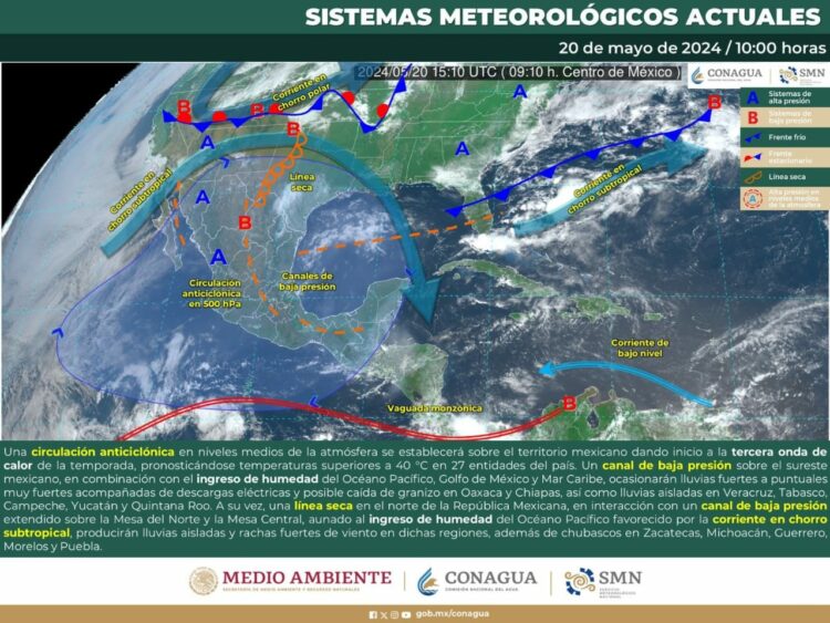 CONAGUA dio a conocer que la tercera ola de calor dejará temperaturas superiores a los 40 grados Celsius en 27 estados del país.