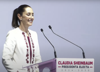 #EnVivo Claudia Sheinbaum celebra la "Victoria del pueblo de México" desde el Teatro Metropolitan. Foto tomada de video