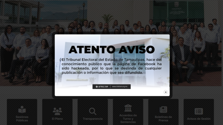 Hackean página de Facebook del TRIELTAM | Foto de la página del Tribunal Electoral del Estado de Tamaulipas