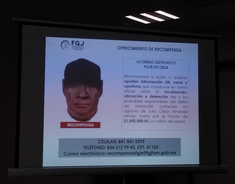 Ofrece Fiscalía de Tamaulipas recompensa de un millón de pesos por presunto homicida de Almanza Armas. Foto de Xóchitl García/EnUn2x3