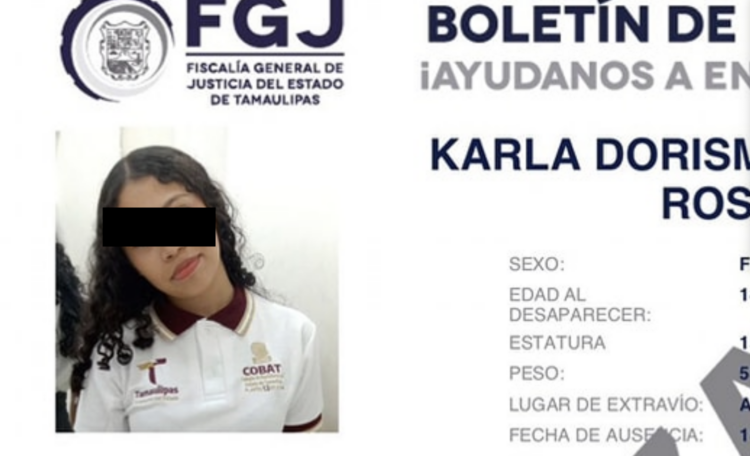 Localizan cuerpo de menor reportada como desaparecida en Altamira. Foto de Fiscalía Tamaulipas