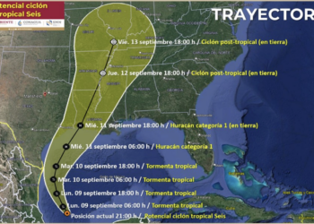Potencial ciclón tropical Seis se moverá paralelo a la costa de Tamaulipas. Foto de Conagua Clima