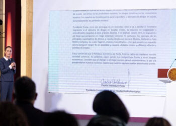 "A un arancel vendrá otro en respuesta", advierte Sheinbaum a Trump. Foto de Presidencia de México