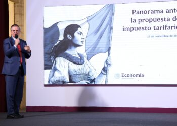 "Un tiro en el pie" a EE.UU. aranceles anunciados por Trump: Ebrard. Foto de Presidencia de México