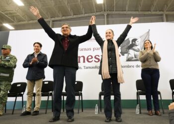 Claudia Sheinbaum en Nuevo Laredo. Foto de X Américo Villarreal/Archivo