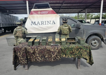 Decomisan un artefacto explosivo improvisado, un vehículo monstruo y cartuchos en Matamoros. Foto de SSPC