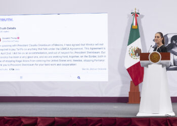 Niega Sheinbaum acuerdo en "lo oscurito" tras prórroga a aranceles. Foto de Presidencia de México