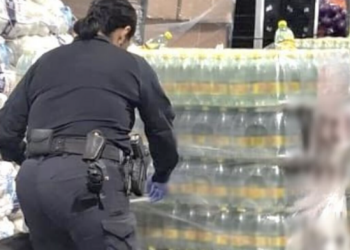 Decomisan más de una tonelada de metanfetamina en botellas de agua en cruce fronterizo con Tamaulipas. Foto de SSPC