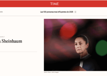 Time incluye a Sheinbaum como una de las 100 personas más influyentes de 2025. Foto tomada de pantalla