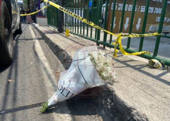 Flores en el lugar de los hechos del asesinato de Ximena Guzmán y José Muñoz