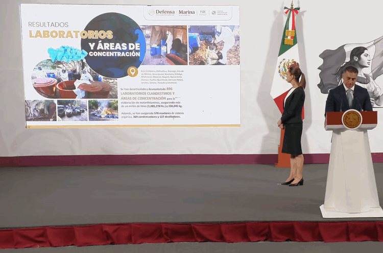 Omar García Harfuch en mañanera del 8 de mayo