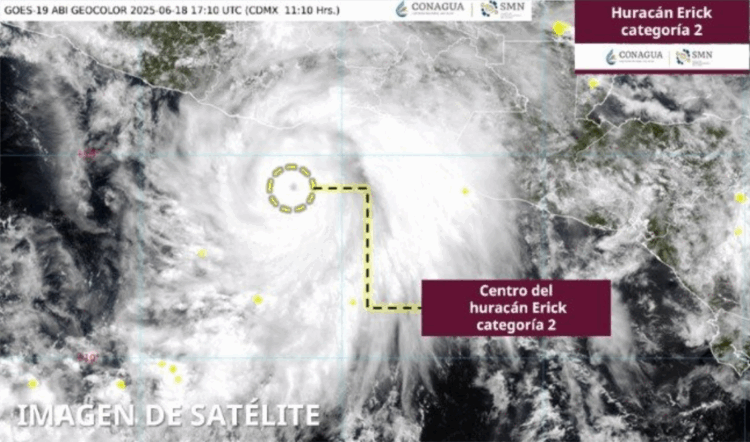 Huracán Erick categoría 2