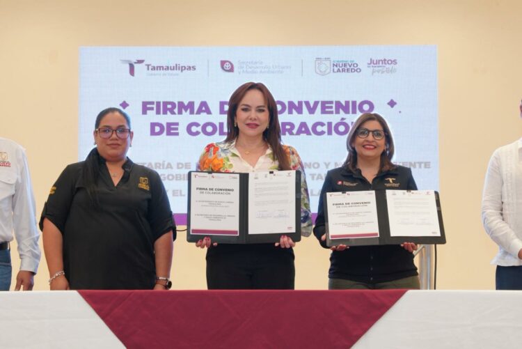 Nuevo Laredo firma convenio con Seduma estatal para un futuro más limpio y sostenible. Foto de Facebook