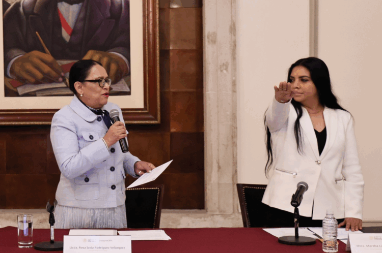 Martha Lidia Pérez Gumecindo y Rosa Icela Rodríguez Velázquez. Foto: X de Rosa Icela Rodríguez
