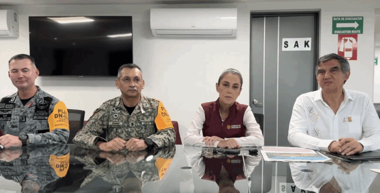 Sheinbaum supervisa monitoreo del río Pánuco en Tampico. Foto tomada de video