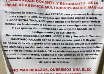 Con mantas, piden a rector de la UAT destituir a director interino de la UAMMante. Foto web