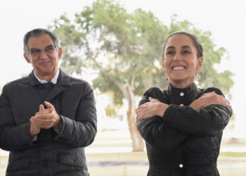 "México siempre va a ser un país libre, independiente y soberano": reitera Sheinbaum en la frontera. Foto de Presidencia de México